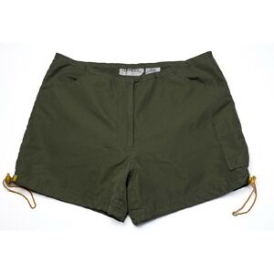 Y2K Vintage‎ Committed Cargo Shorts Drawcord Sides Utility Olive Green Sz 9/10